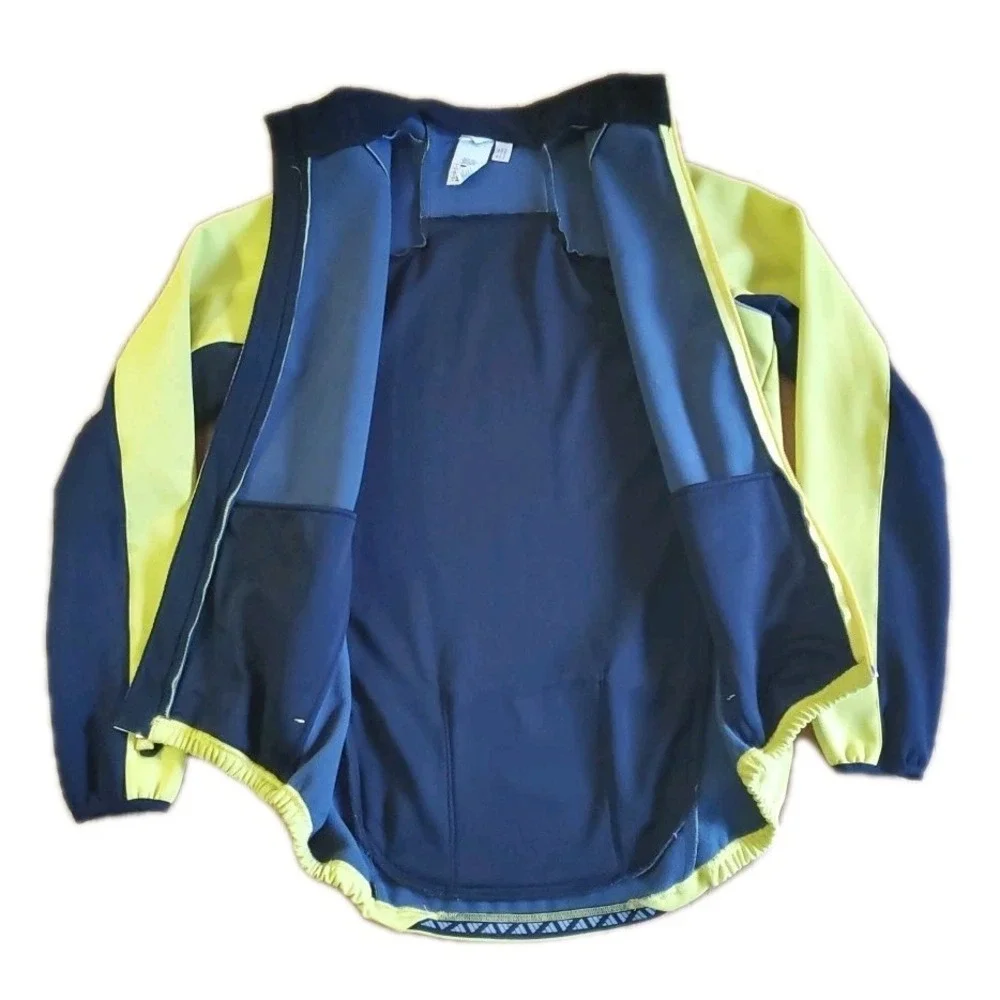 Adidas Mens Size Medium Neon Yellow Long Sleeve‎ Cycling Jersey Jacket Full Zip